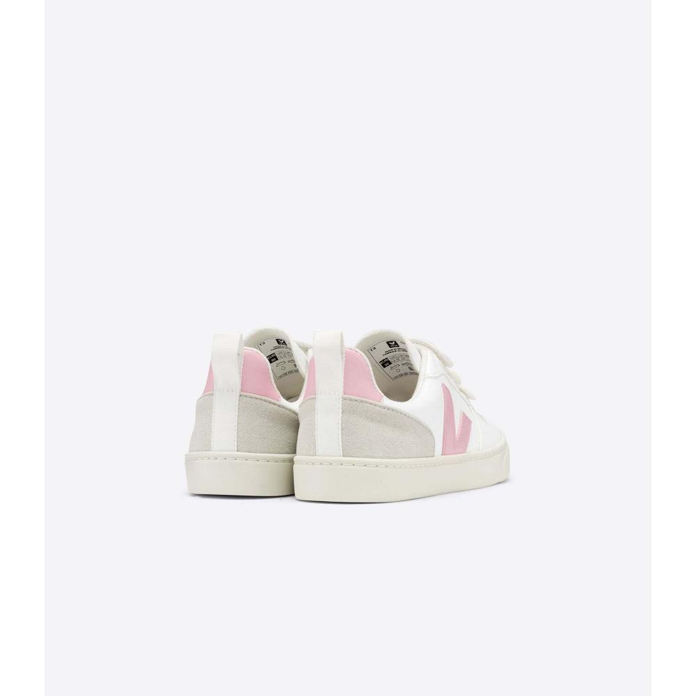 Veja V-10 STRAPS CWL Joggesko Barn White/Pink | NO 859SGL